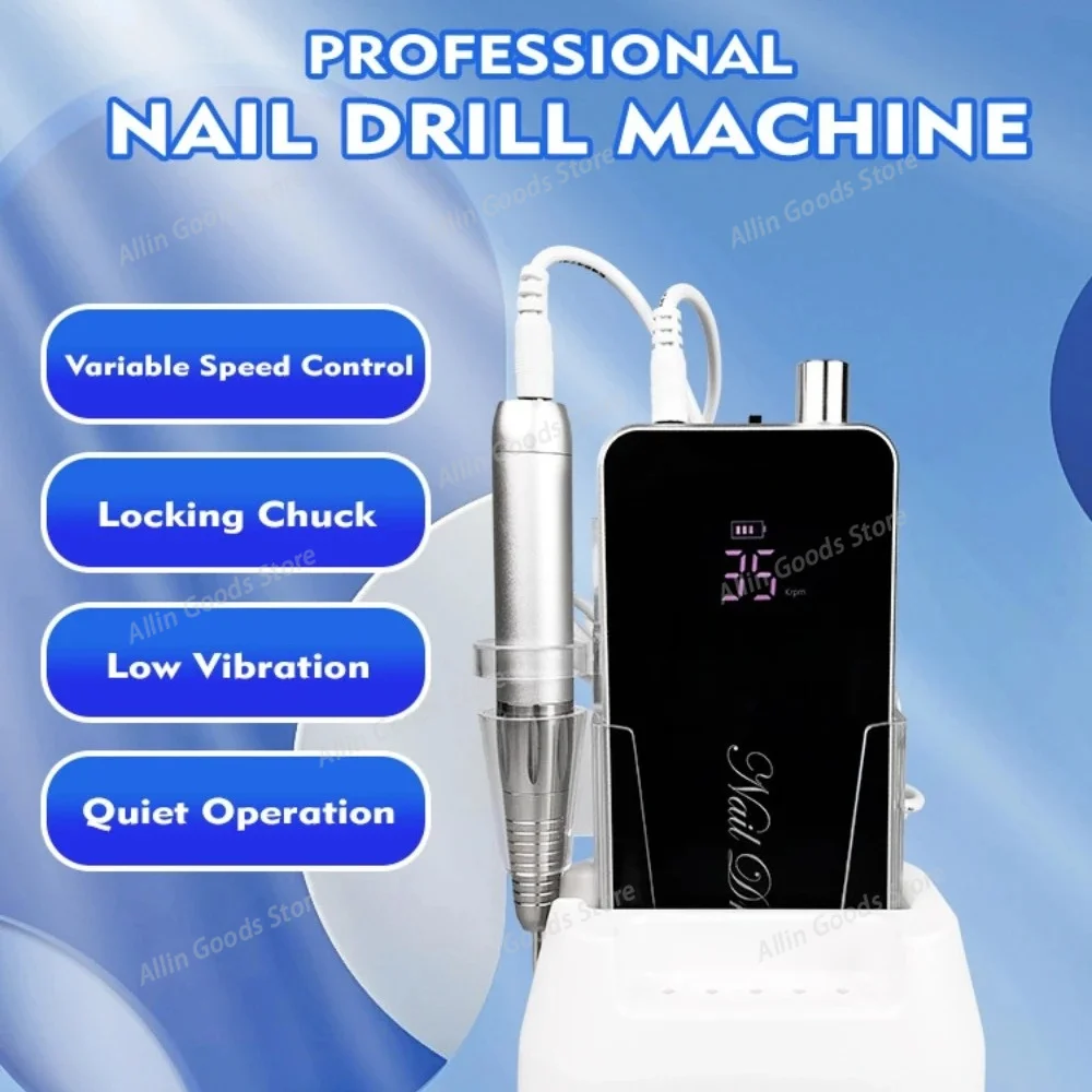 Portable Professional Electric Nail Drill Machine Rechargeable Manicure Tools Pedicure Drill Set Nail File Nail Drill Equipment