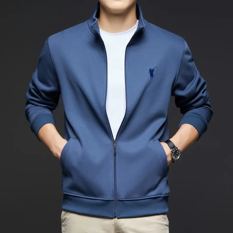 Light Luxury Brand Long Sleeved Hoodie Cardigan Men's Spring and Autumn New Style Loose Sports Top Casual Stand Collar Jacket