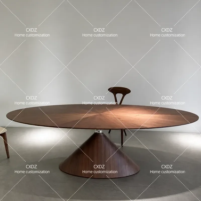 Black Walnut Solid Wood Dining Table Large Villa Style Desk for Living Room or Office Modern Minimalist Furniture