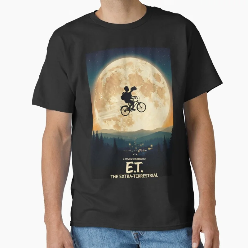 

E.T. Reimagined Retro 80s Alien Movie The Extra-Terrestrial Sci fi Gift T shirt Large size Tops Graphic Print Clothes