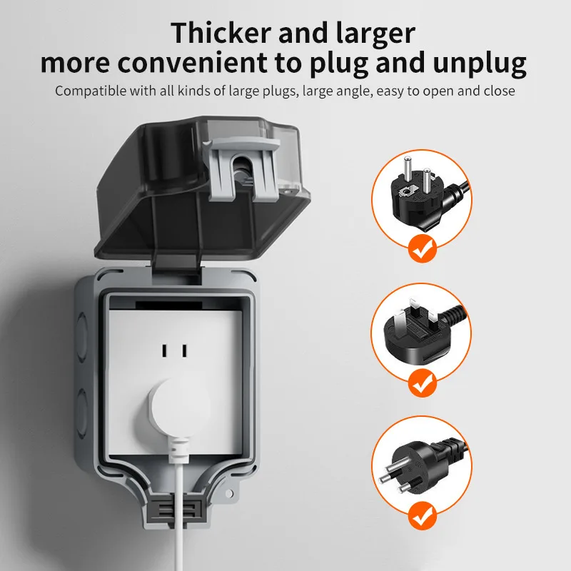 ​​IP66 Outdoor Waterproof Dustproof Power Distribution Box 86 Type Surface-Mounted Garage Basement Socket Boxs With Rain Cover