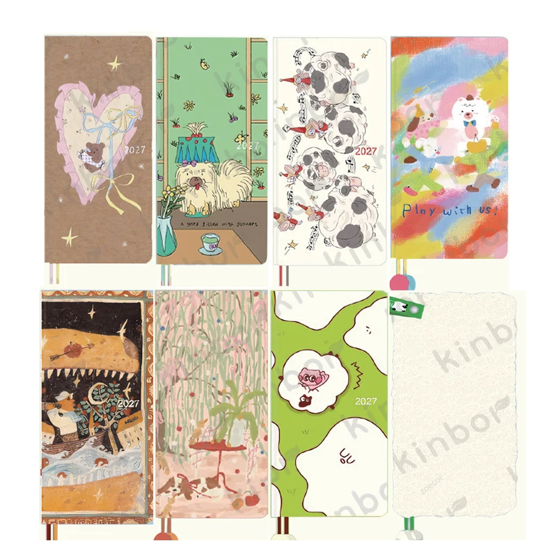 2027 Kinbor Weekly Tracking Notebook Retro Illustration Design Journal Daily Monthly Yearly Planner Habits Record Writing Agenda