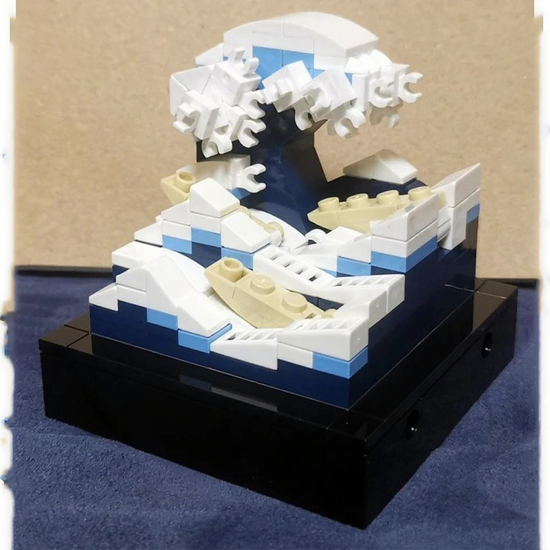 151PCS MOC Creative Model Great Wave Kanagawa DIY Assembly Building Blocks Display Birthday Gift Collectible Decoration Blocks - view 3