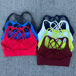 Women's Fitness Sports Bra Anti-Sweat Fitness Top Women Yoga Bra Shockproof Crop Top Cross Back Sport Bra Gym Workout Top