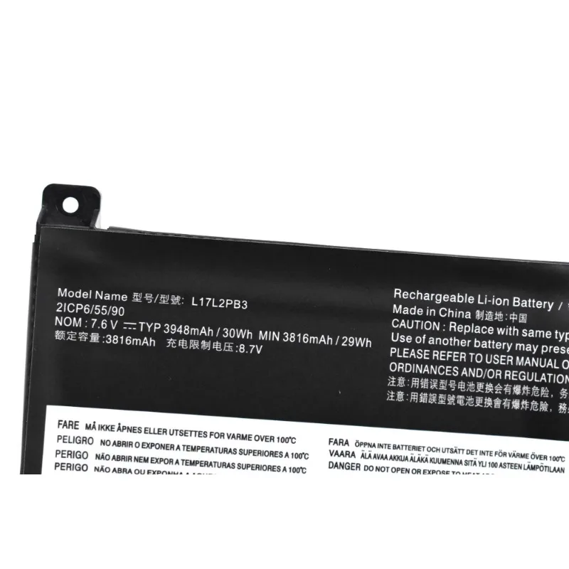 For Lenovo V330-15ISK V530-14 L17L2PB4 L17L2PB3 L17C2PB3 L17L2PB3 Replacement Laptop Battery 7.6V 3816mAh L17C2PB3