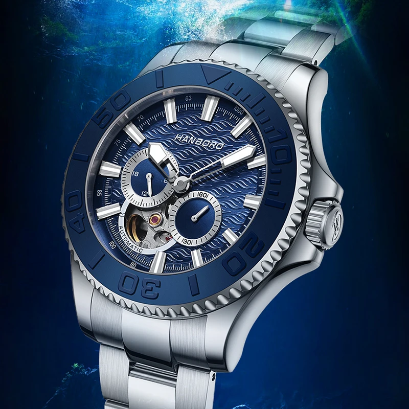 

HANBORO Men's Water Ghost Fully Automatic Mechanical Watch Business Style High end Authentic Watch