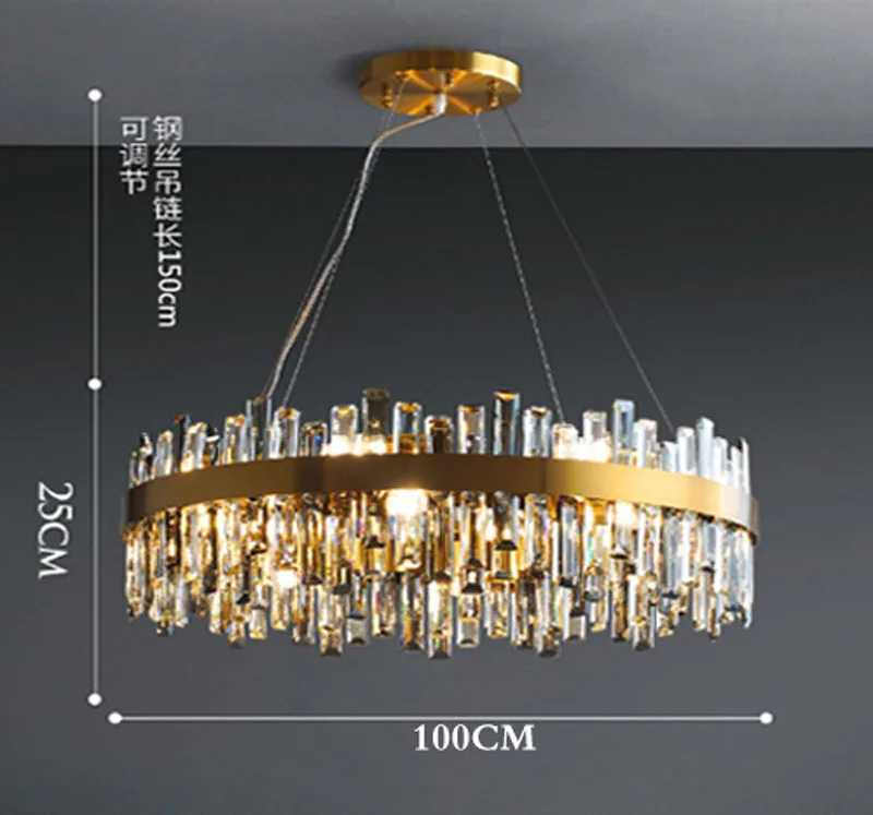 Lustre de cristal k9 dourado moderno e luxuoso de alta qualidade para sala de estar, sala de jantar, quarto interno, luminárias de alta qualidade