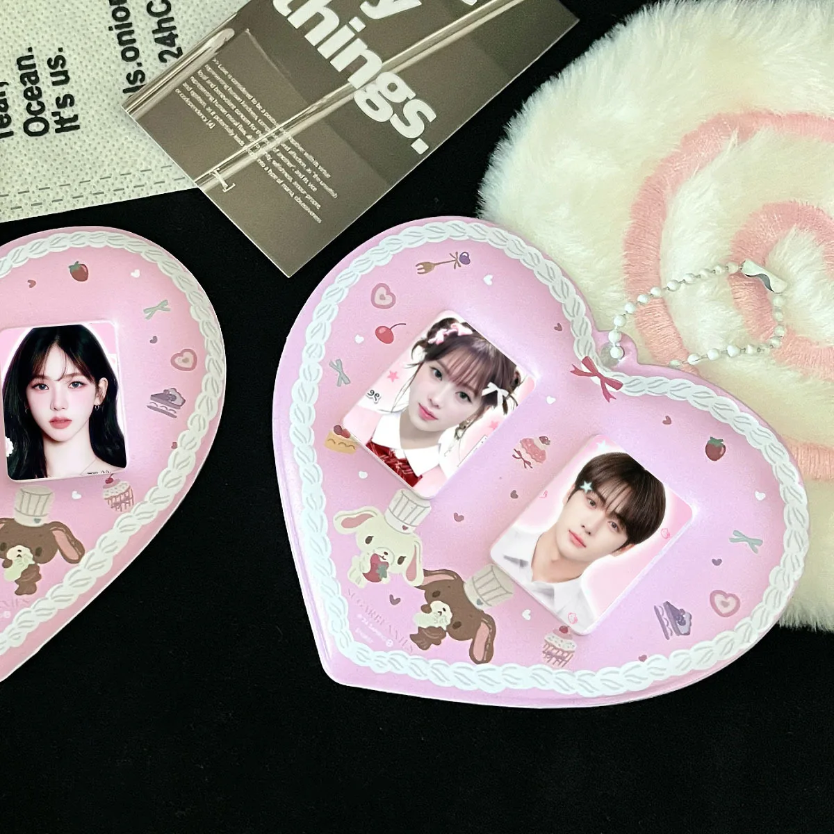 Kpop Photocard Holder with Keychain Cute Pendant Idol Album Photo Card Sleeves ID Bus Bank Credit Card Protector