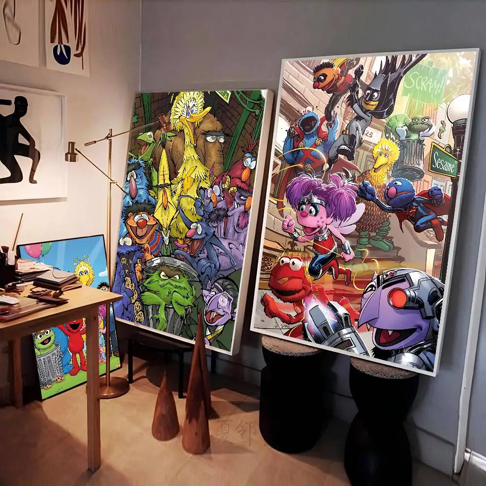 S-Sesame Street Vintage Posters Sticky Whitepaper Prints Posters Artwork Posters Wall Stickers