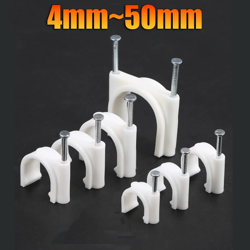 Cable Clips 4/6/8/10/12/14/16/20~50mm Cables Wire Clips Nail In Cables Clips Cable Tacks Coaxial Nail Clamps Nails For Cords