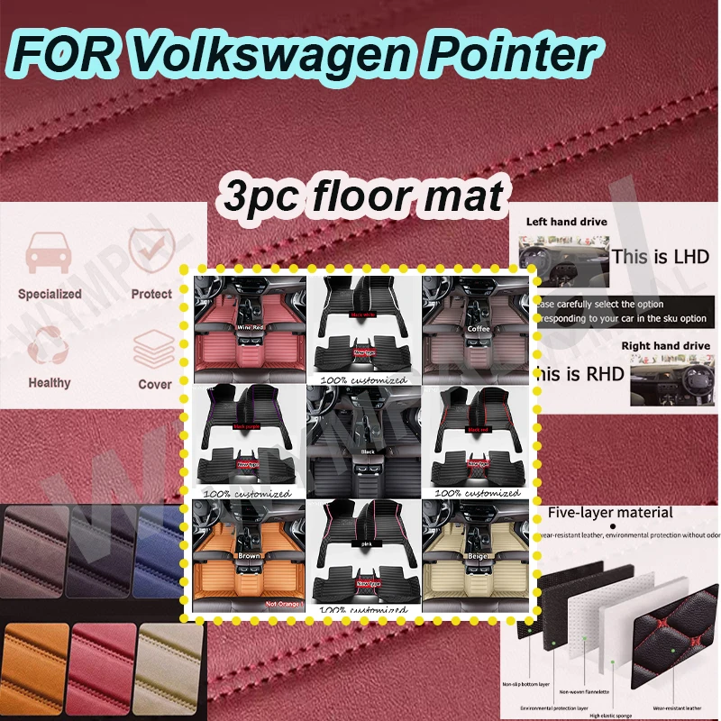 Alfombrilla de cuero Artificial personalizada de lujo para coche, para Volkswagen Pointer 2004 2005 2006, protege el Interior de su vehículo