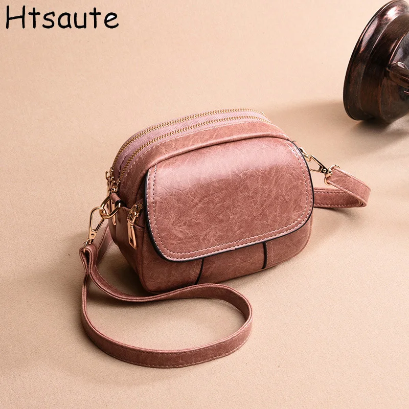 

Double Zipped Bag Fashionable and Versatile Women Single Shoulder Bags Casual and Simple Crossbody Bag Vintage Mini Handbag