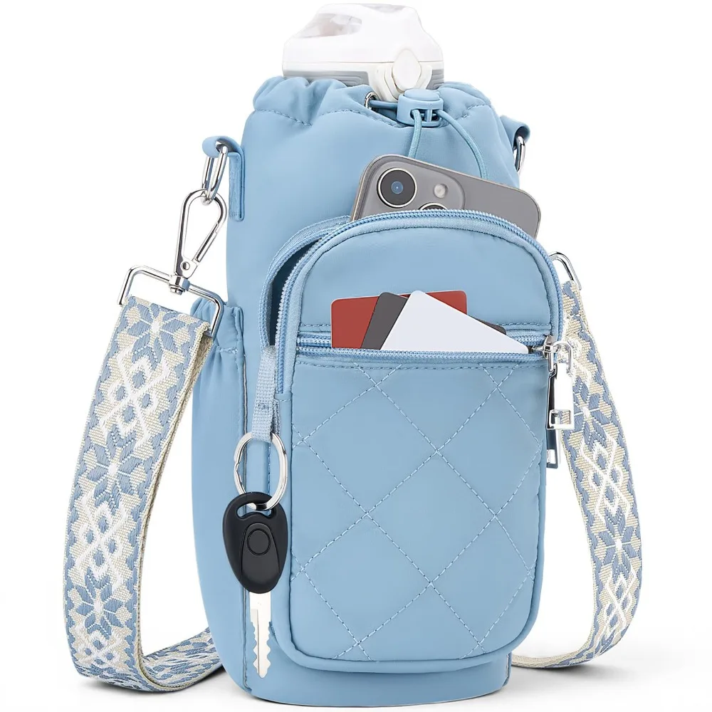 Water-resistant Water Bottle Holder Large Capacity RFID Blocking Mobile Phone Bag Portable Lightweight Sling Purses