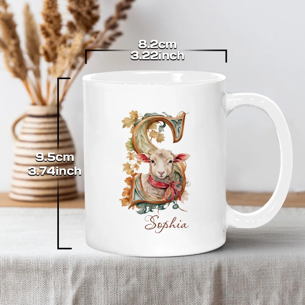 Custom Letter Coffee Mug Personalized Name Animal Mug Custom Letter Ceramic Cup Engraved Name Christmas Birthday Gift Unique Let
