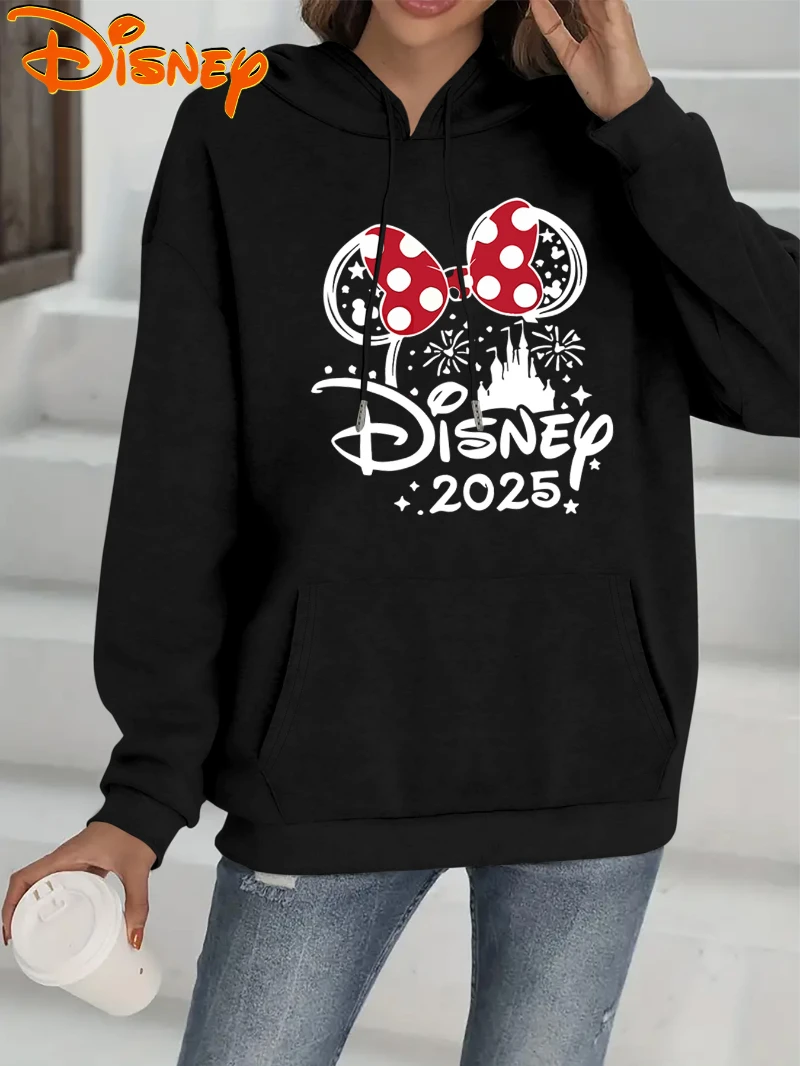 

Potdemiel Disney Women Cozy Hoodie with Mickey Mouse & Fireworks Design - Casual Pullover for Fall Print All-Season Comfort