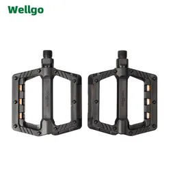 WELLGO A pair MTB Pedals Mountain biking Road BikePedals Double DU Pedals Bearing Wider non-slip pedals Nylon Pedal Bicycle Part