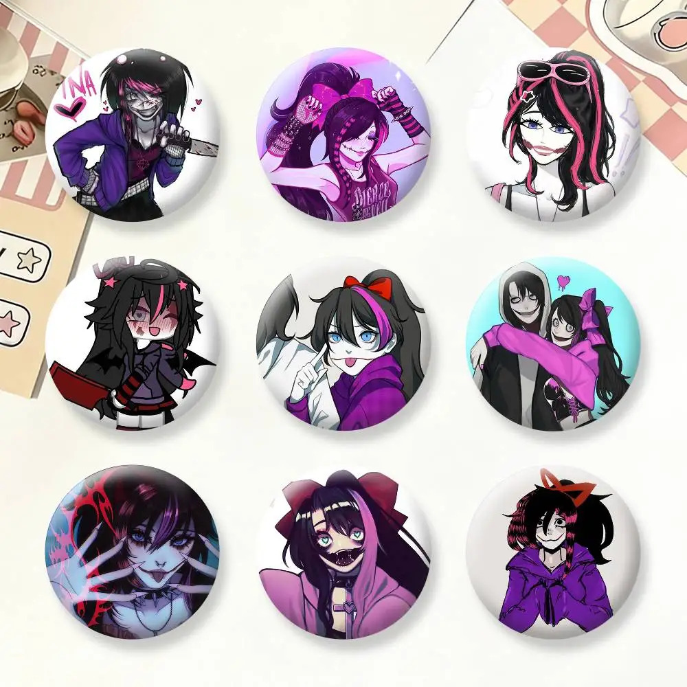 Creepypasta Killer Nina Button Pins Backpack Clothing Decor Brooch Badge Jewelry Gifts for Kids