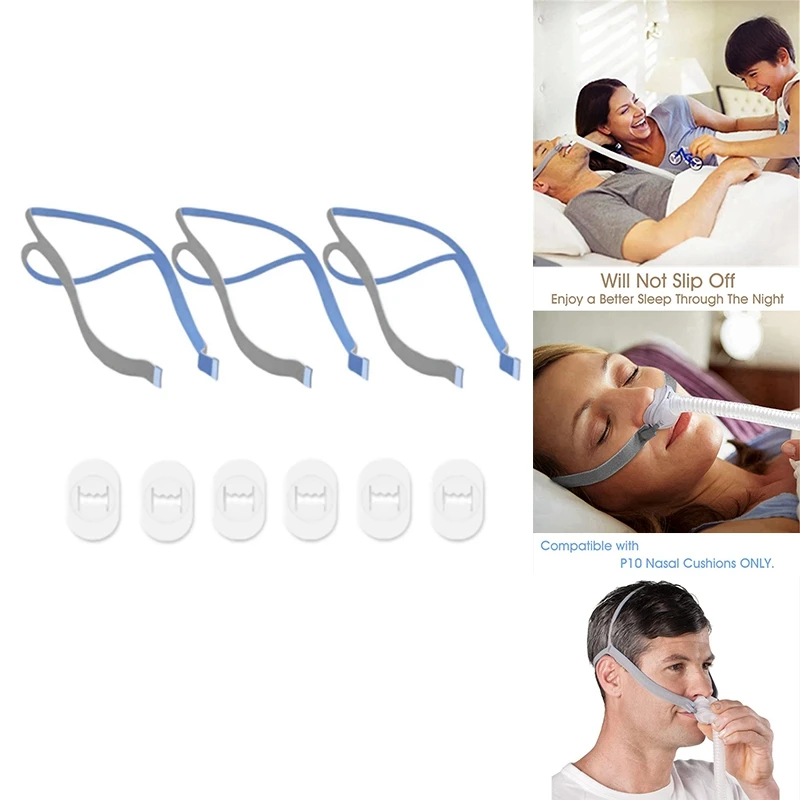 Replacement Headgear For Resmed Airfit P10 Nasal Pillow CPAP Mask Straps With Adjustment Clips