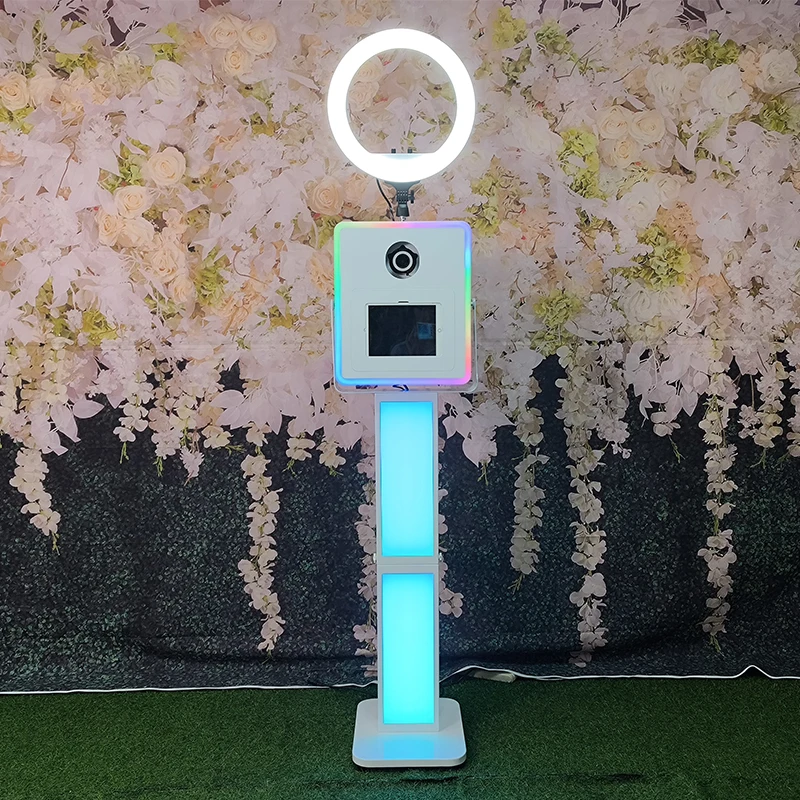 

Adjustable White Square Design, Camera Mount & LED Light iPad Photo Booth Stand