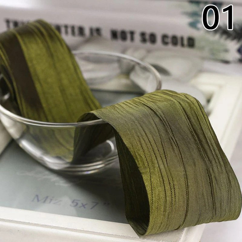 5cm Wide Pleated Colour Changing Ribbon Polyester Segmented Ribbons Gift Cake Box Wrapping Supplies DIY Handicraft Wedding Decor