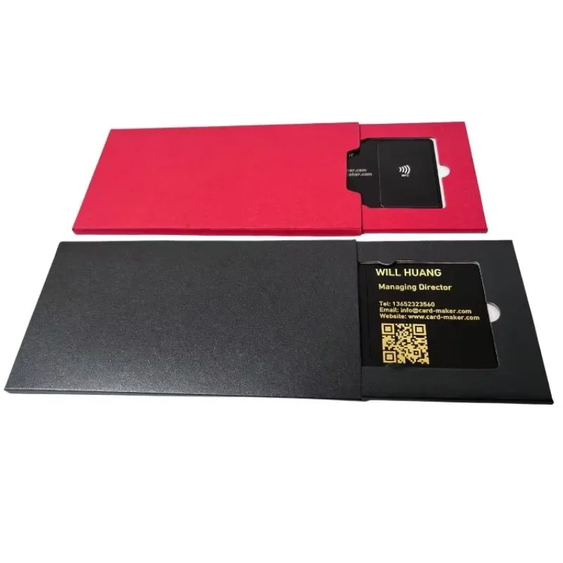

Black/ Silver/ White/ Gold/ Rose Tapping Metal Business Card NFC Metal Card With Gift Card Box Packaging