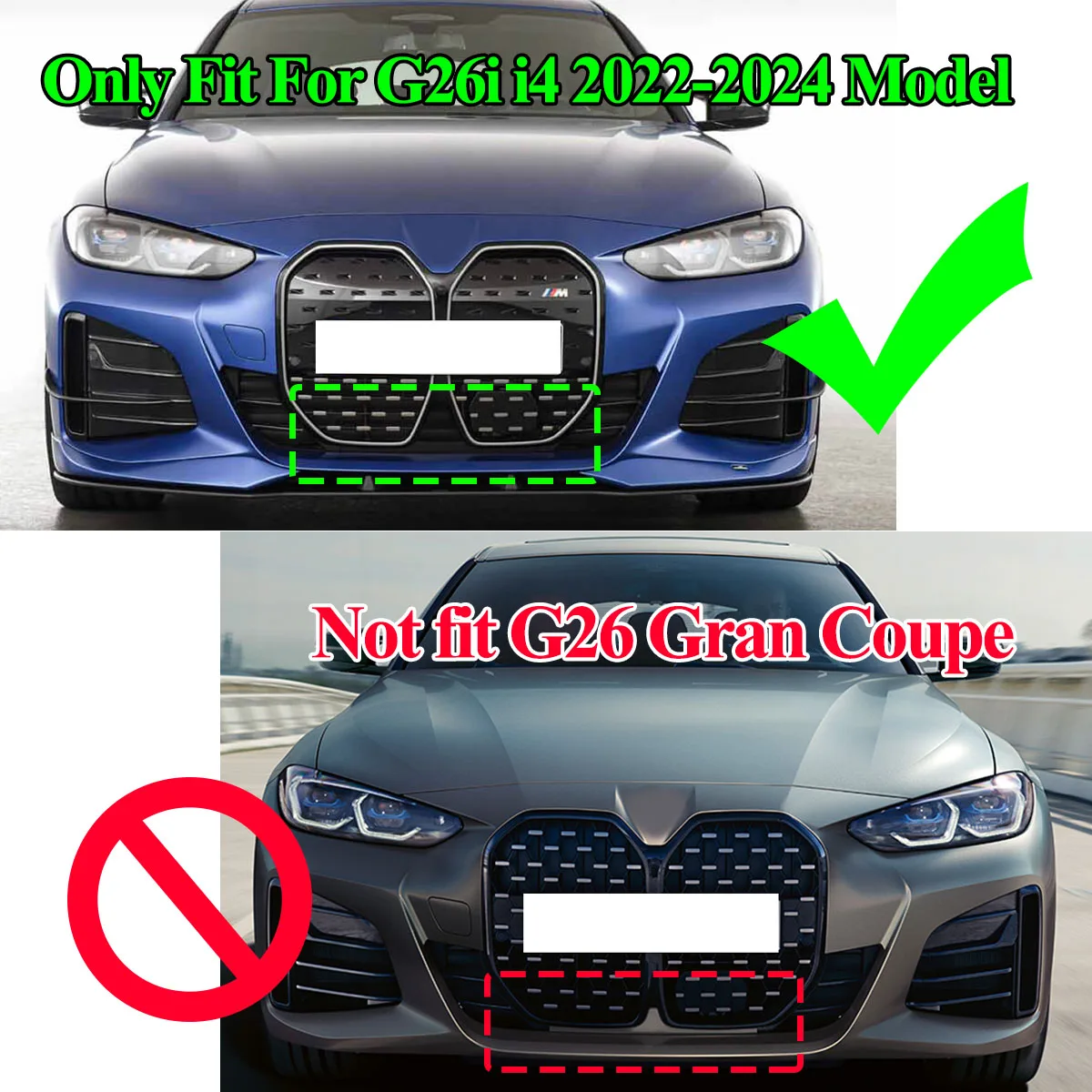 Racing Front Kidney Centre Grille With ACC Radar Hole Fit BMW 4 Series G26 Gran Coupe I4 M50 2022-2024 Auto Exterior Accessories