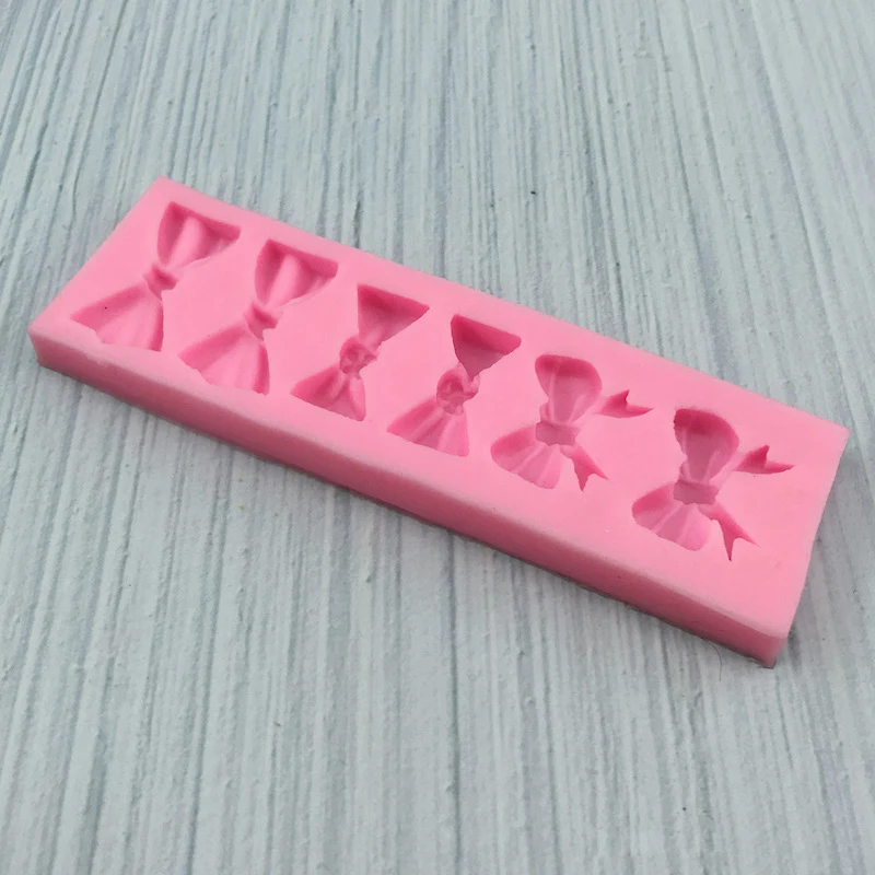 1 piece, six bow shaped cake silicone mold, handmade pastry, drip glue, chocolate, flipped sugar baking mold