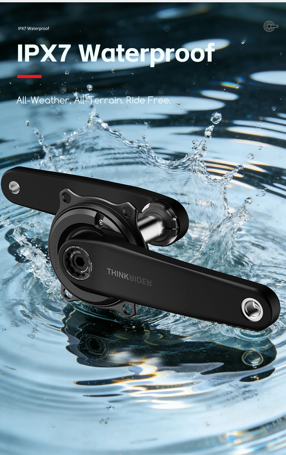 ThinkRider PP5 Spider Power Meter Ultraleichte Carbonfaser-Kurbel 24mm Spindel 162,5/165/167,5/170MM Kurbellänge für Shimano – Detail 15