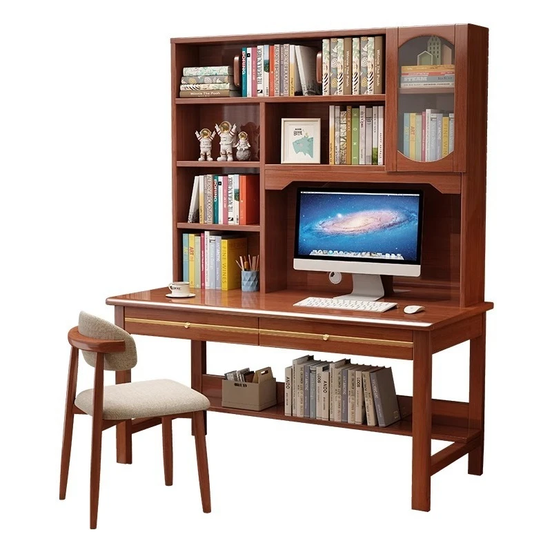 

Стол из цельного дерева, книжная полка, встроенный стол, студенческая спальня, кабинет, офис, компьютерный стол