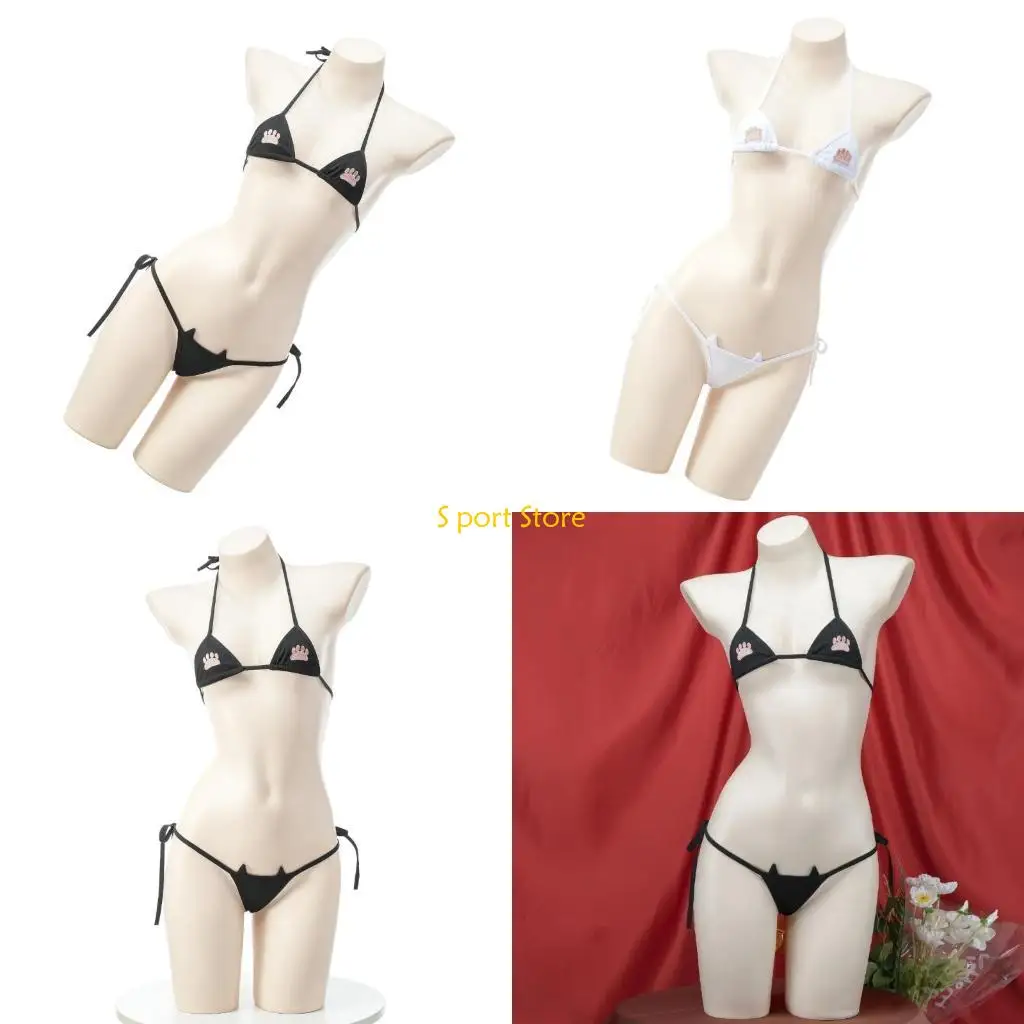 

U2JB Women Thong Bathing Suit Halterneck Swimming Costume with Adjustable Back Tie