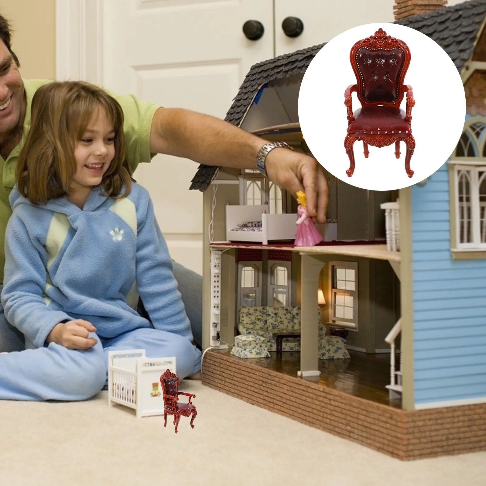 

Классический стул с подлокотниками, миниатюрный табурет из ПВХ, мини-мебель для декора мини-домиков, винтажный стиль, реквизит для микроландшафта