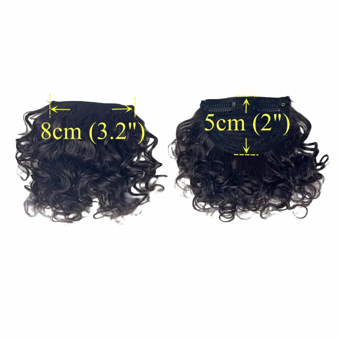 Flequillo de cabello humano rizado, flequillo Afro corto rizado para mujeres negras, Clip de cabello humano en flequillo, extensión de cabello, Color negro Natural