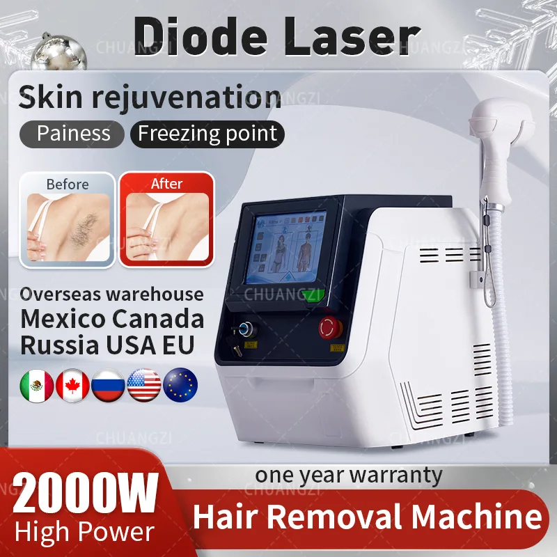 

2024 New Diode808nm 755nm 1064nm 3Wavelengths Cooling Head Painless Epilator Face Body Hair Removal Machine Beauty Equipment for