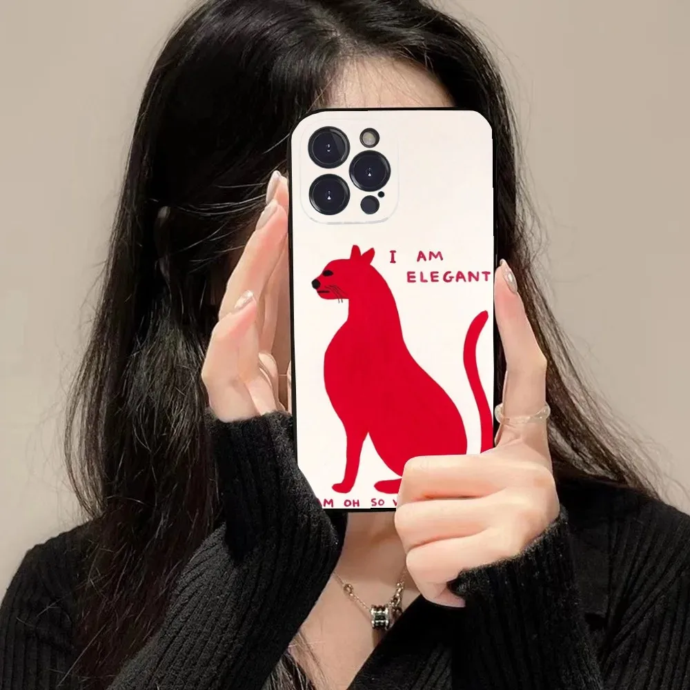 Funda de teléfono d-david Shrigley Visual Arts para iPhone 16 15 14 13 12 11 Plus,Pro Max,XS,X,XR,SE,Mini,8,7 funda negra de silicona suave