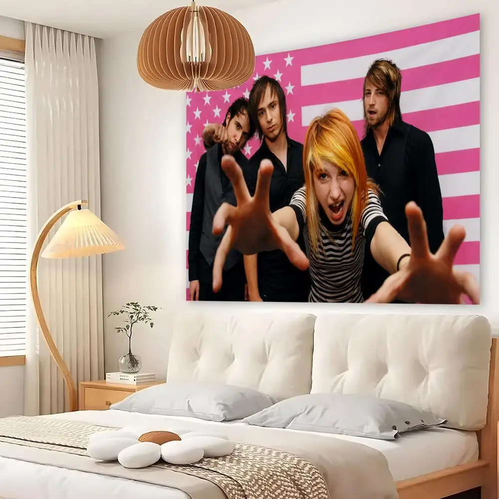 P-Paramore Tapestry Custom Living Bedroom Party Dormitory Interior Wall Bohemian Decoration Attached Clip