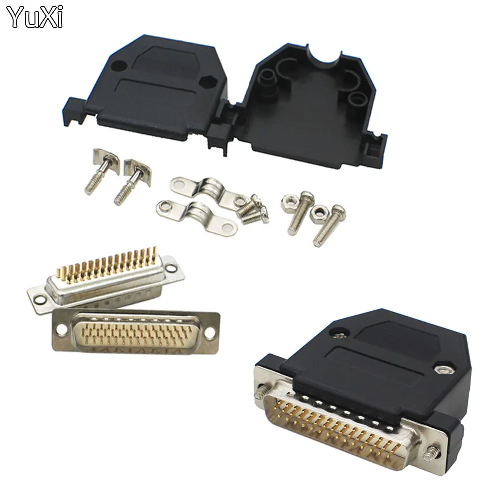 

1PCS DB44 Welding Head Male Plug/Female Socket Plastic Housing Kit 3-Row 44 Pin Serial Connector D-SUB 44 Adapter Grey Black