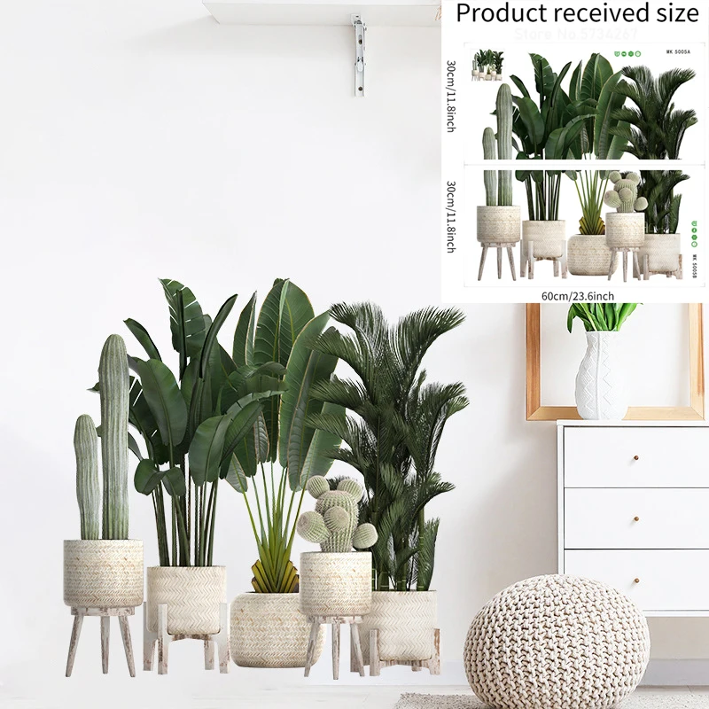 Stickers Muraux 3D Plantes En Pot - Lot De 4 Autocollants Réalistes Imperméables Pour Cuisine, Salon, Chambre