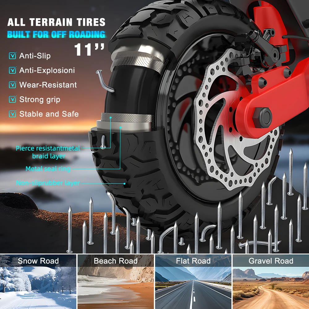 HUANCI X10 Scooter Eléctrico 2000W Potente Motor Dual 50 km/h Velocidad 18.2AH Batería Plegable Scooter de 11 Pulgadas para Adultos