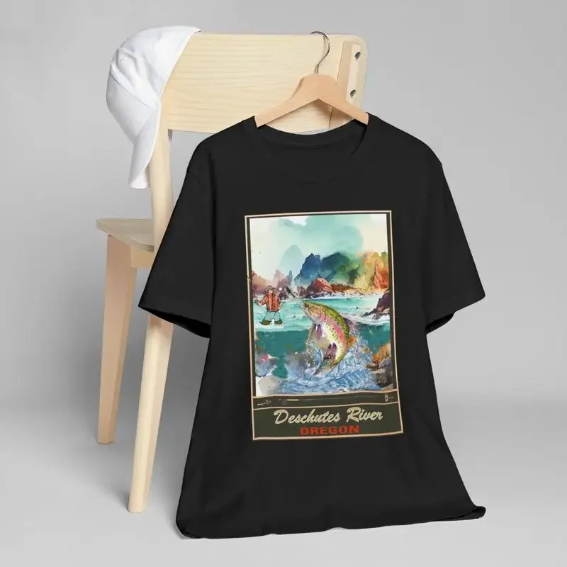 Deschutes River OR Fly Fishing Camping Jersey T Shirt Outdoors Sports