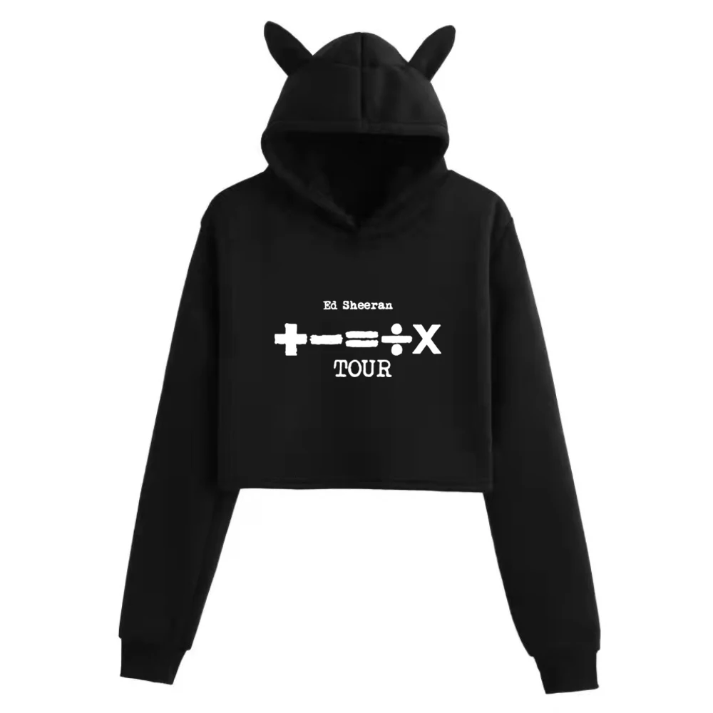 

Ed Sheeran Tour 2024 Music Fans Gift Long Sleeve Regular Girls Fashion Clothing Casual Cat Ears Hoodie Printing