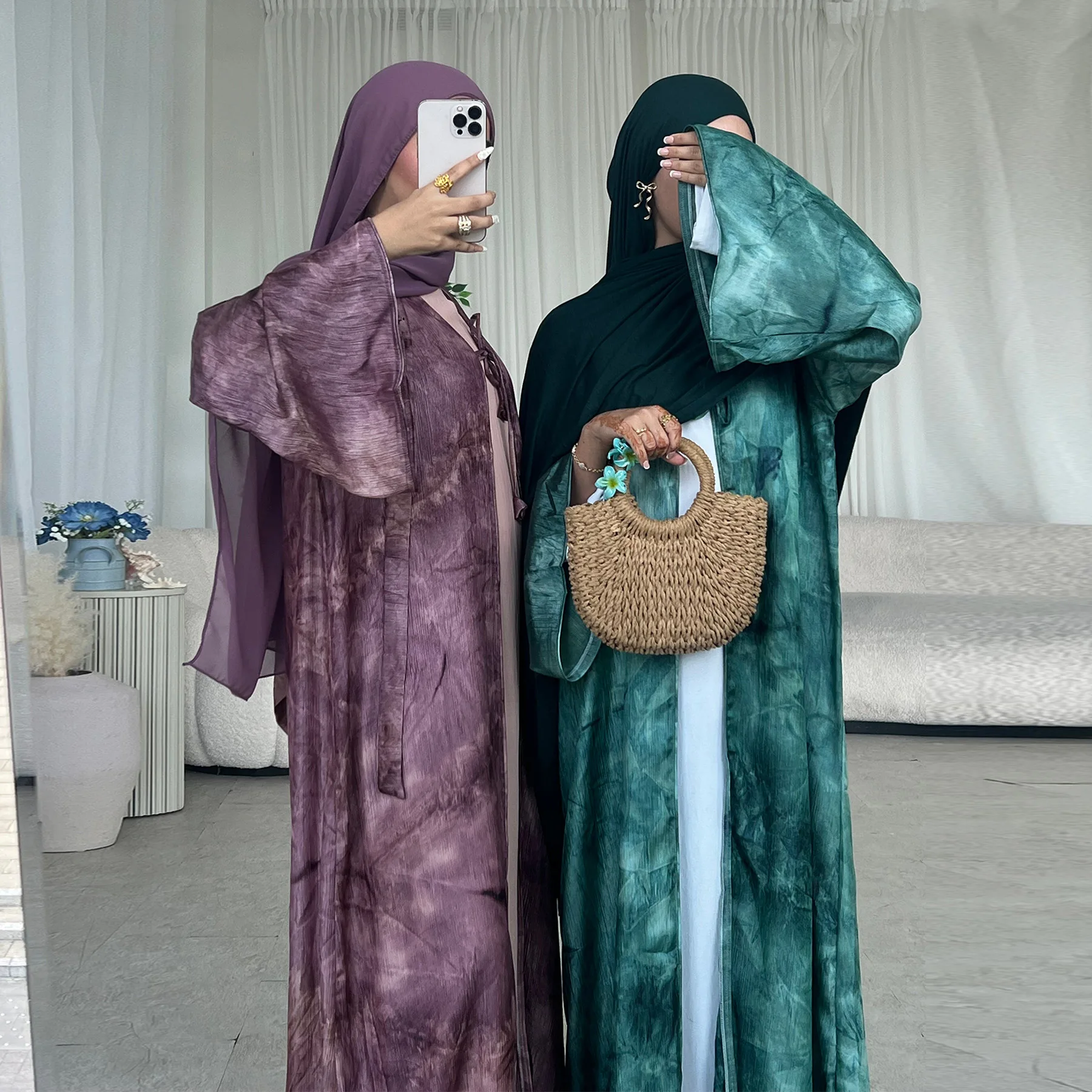 

Women Eid Abaya Tie Dye Print Cardigan Dress Muslim Kaftan Arab Long Robe Vestidos Largos Morocco Abayas Party Caftan 2026