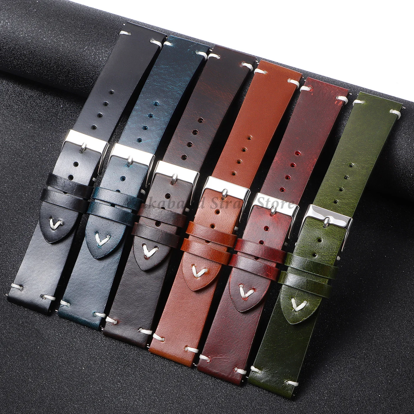 Handmade Genuine Leather Watchband 18mm 20mm 22mm Quick Release Calfskin Watch Strap for Omega for Seiko Smartwatch Wristband