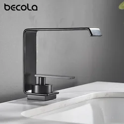 BECOLA Waterfall Bathroom Faucet Basin Mixer Washbasin Tap Brass Single handle Hot and Cold Water Faucets Short Taps