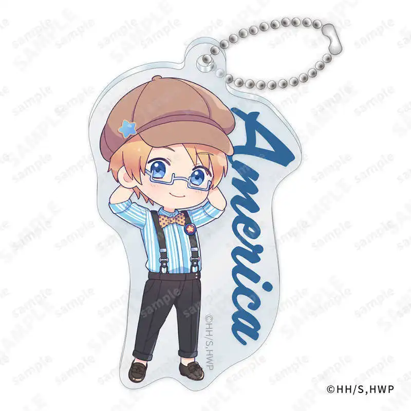 Hetalia: Axis Powers Anime Figures Feliciano Vargas Arthur Kirkland Alfred F. Jones Suspenders Style Acrylic Keychains Pendant