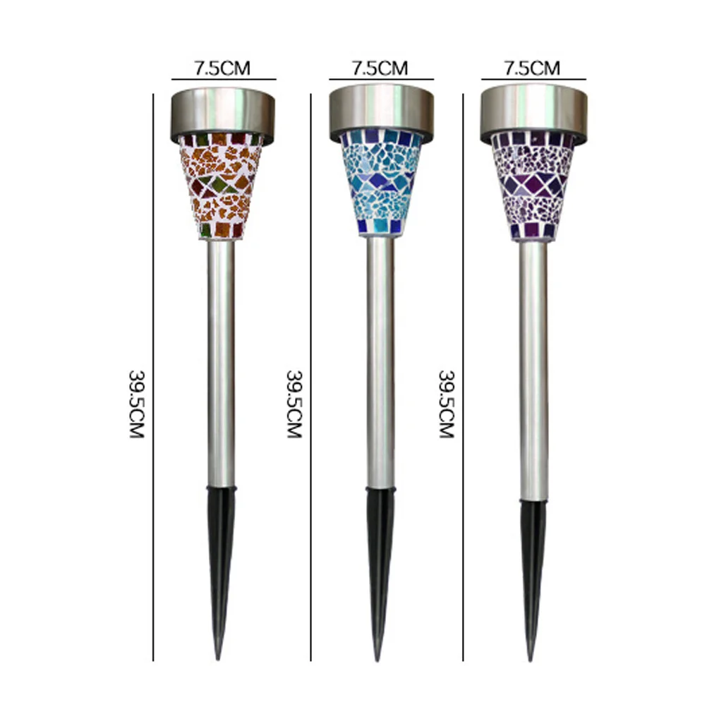 3 قطعة مصابيح الحديقة الشمسية للحديقة من الفولاذ المقاوم للصدأ أضواء مسار LED خارجية مقاومة للماء إضاءة بيضاء ضوء الطاقة الشمسية