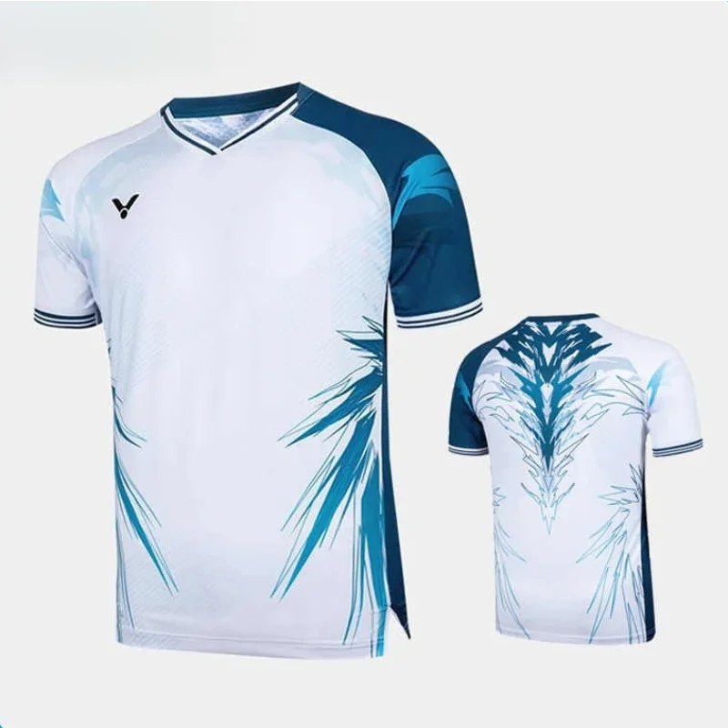 صيف جديد للنصر الريشة الملابس الرياضية قصيرة الأكمام تي شيرت مريح للتنفس ماصة للعرق دائم كول الأعلى