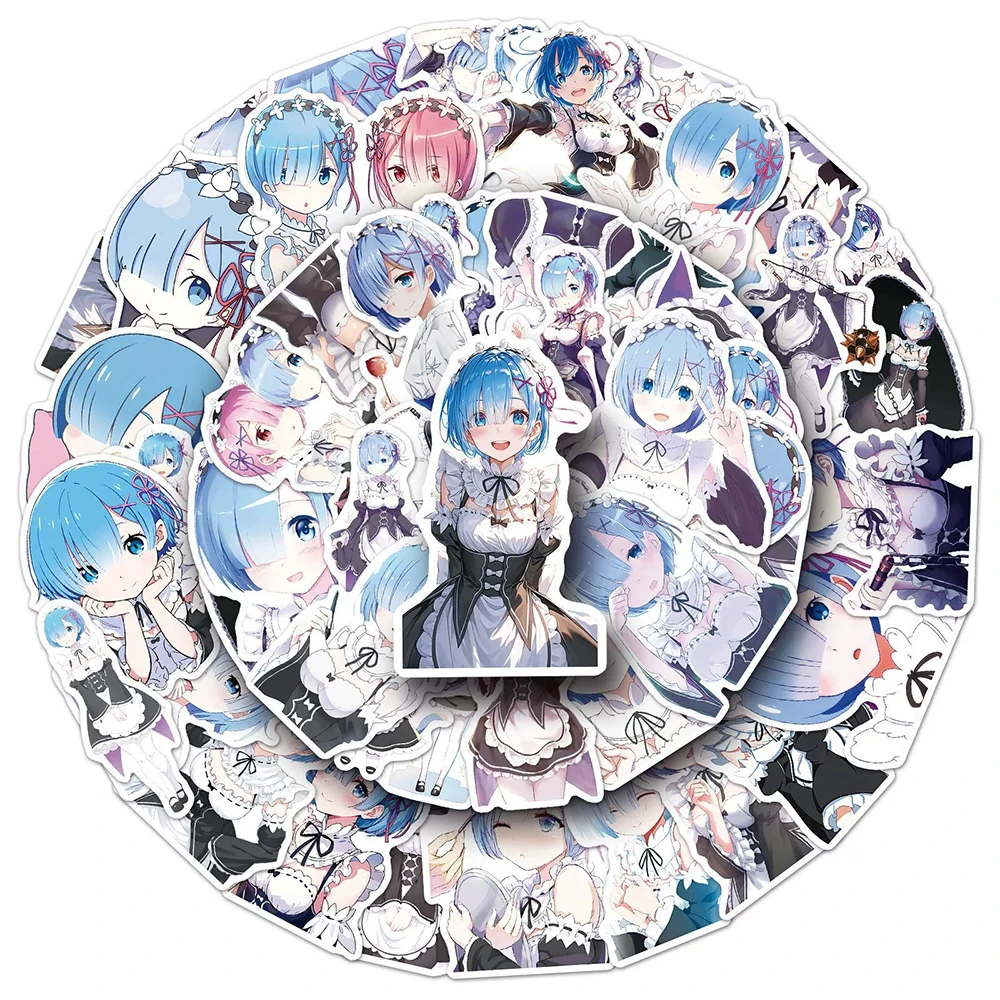 10/30/50pcs Cute Re:Life in a Different World From Zero Stickers Cartoon Anime Girl Rem Decals Sticker for Guitar Notebook Phone