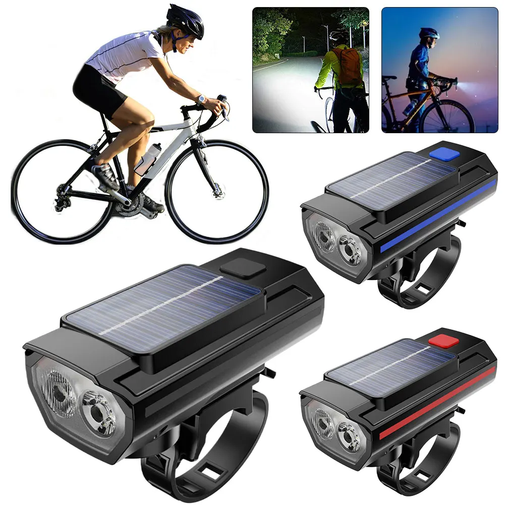 Solar Power LED Bicycle Light USB Charging Bike Handlebar Flashlight 1200mAh LED Cycling Lantern Waterproof Bicycle Accessories