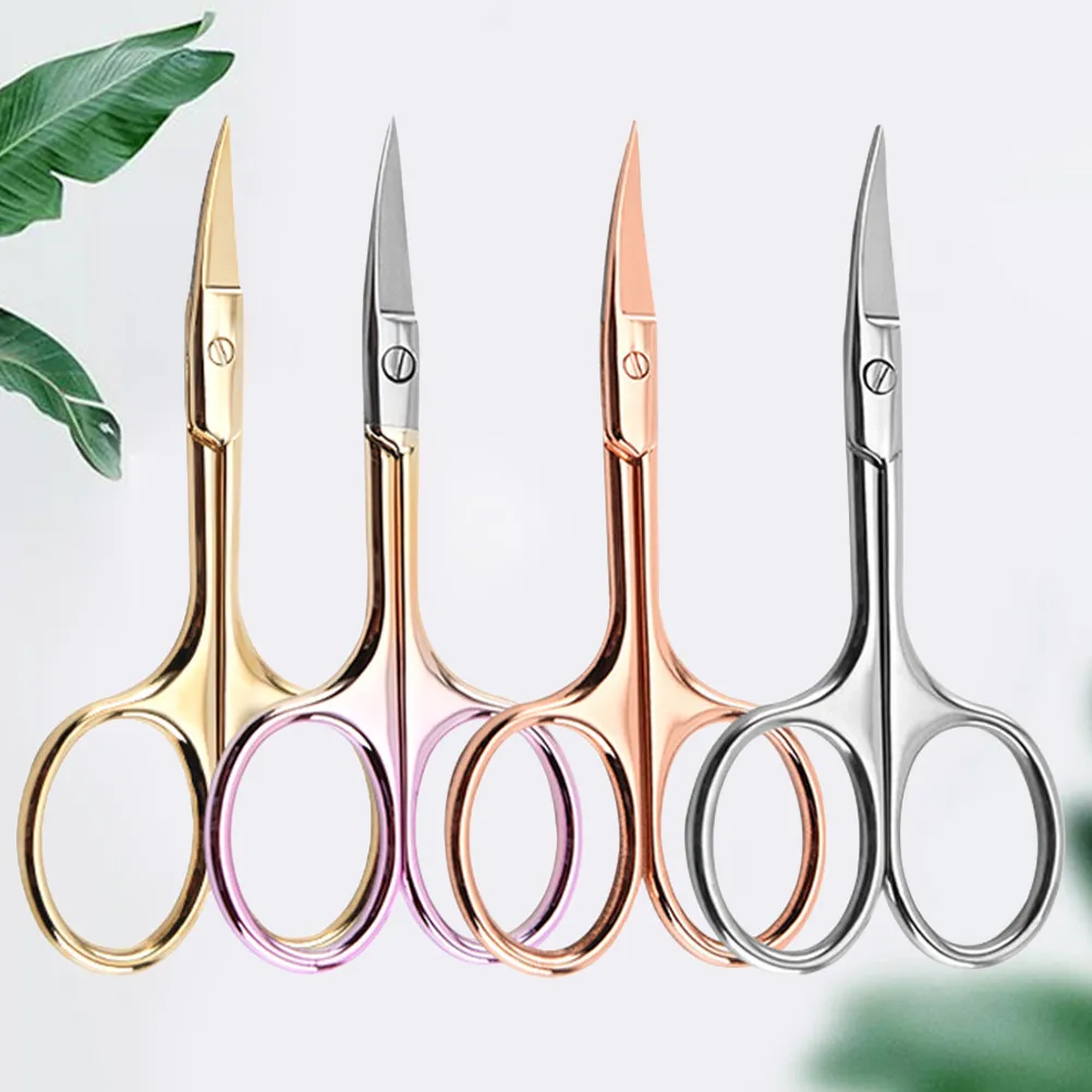 

4Pcs Stainless Steel Colorful Beard Trimming Scissors Mustache Shears for Men Barber Salon Home Use Precise Anti-Rust Nose Hair