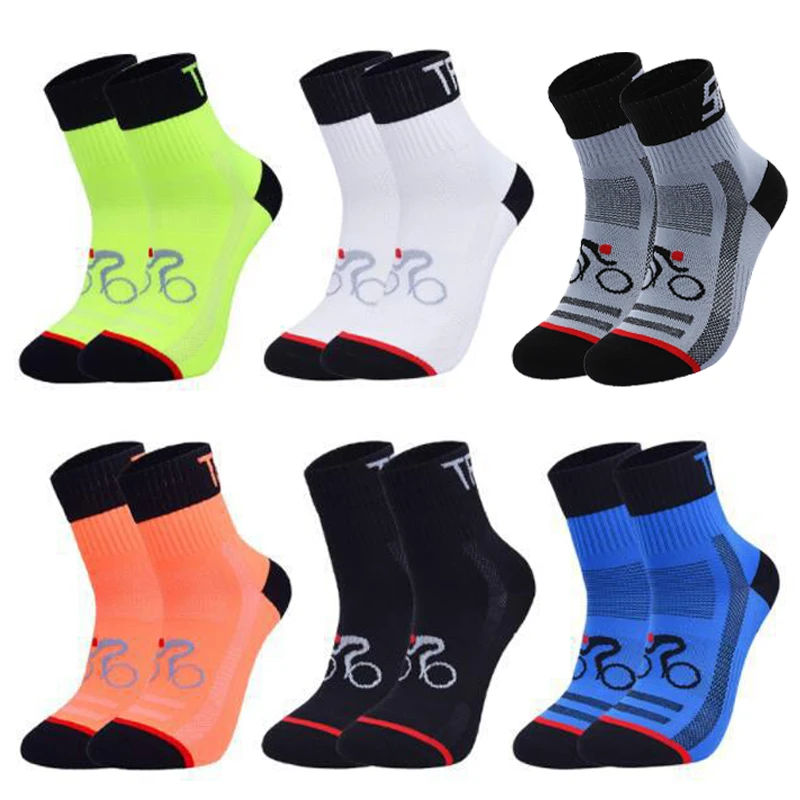 3 Pairs Cycling Socks Men Sport Short Socks Professional Dry Breathable Mid Tube Protect Feet Wicking Bike Running Football Sock